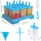 12-Cavity BPA-Free Popsicle Molds with Built-In Sticks – Easy-Release DIY Ice Pop Maker Set with Drip Tray, Cleaning Brush & Funnel (12 Cavities)